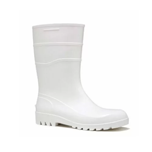 Bota de PVC Branca/Preta Fujiwara Cano Médio